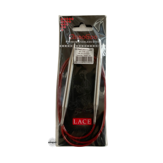 Red Lace Stainless Steel Fixed Circular Needles 100cm to 150cm