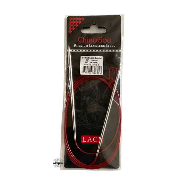 Red Lace Stainless Steel Fixed Circular Needles 100cm to 150cm