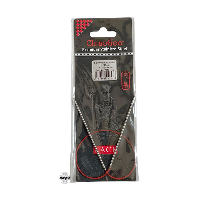 Red Lace Stainless Steel Fixed Circular Needles 40cm to 80cm