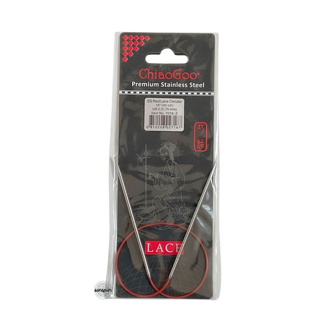 Red Lace Stainless Steel Fixed Circular Needles 40cm to 80cm