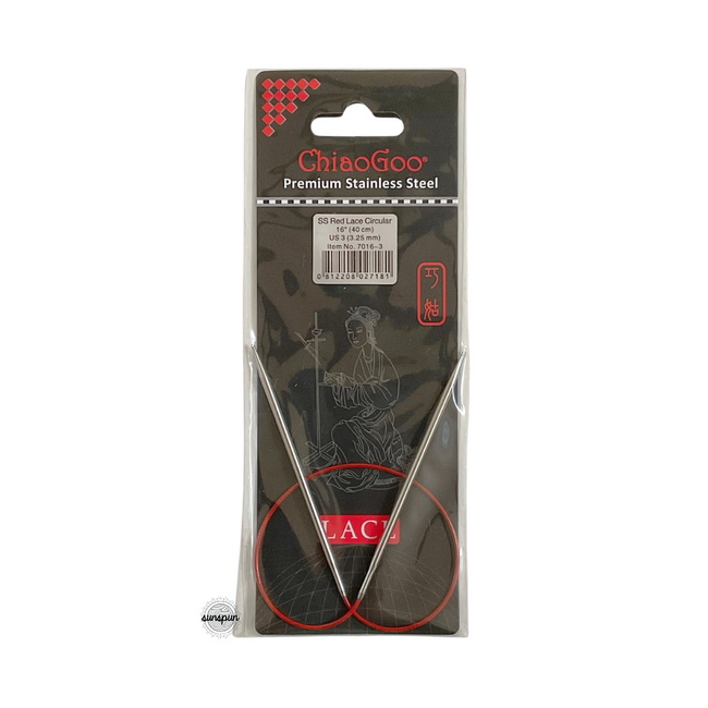 Red Lace Stainless Steel Fixed Circular Needles 40cm to 80cm