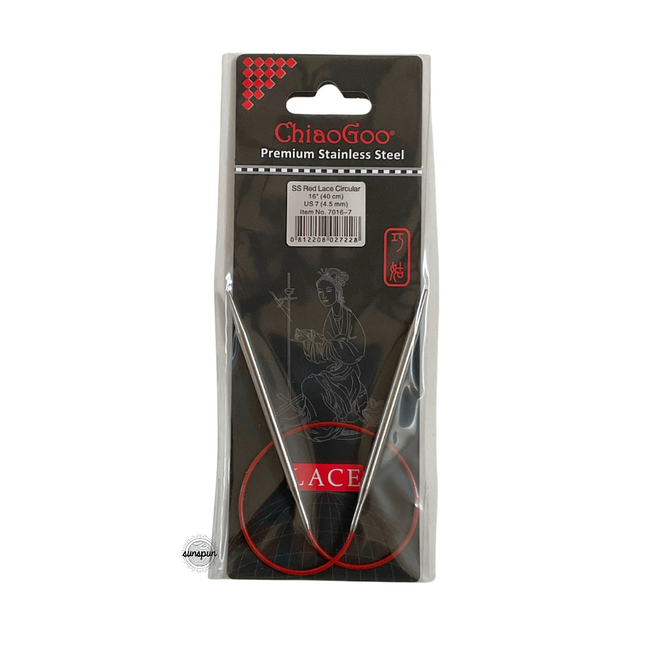 Red Lace Stainless Steel Fixed Circular Needles 40cm to 80cm