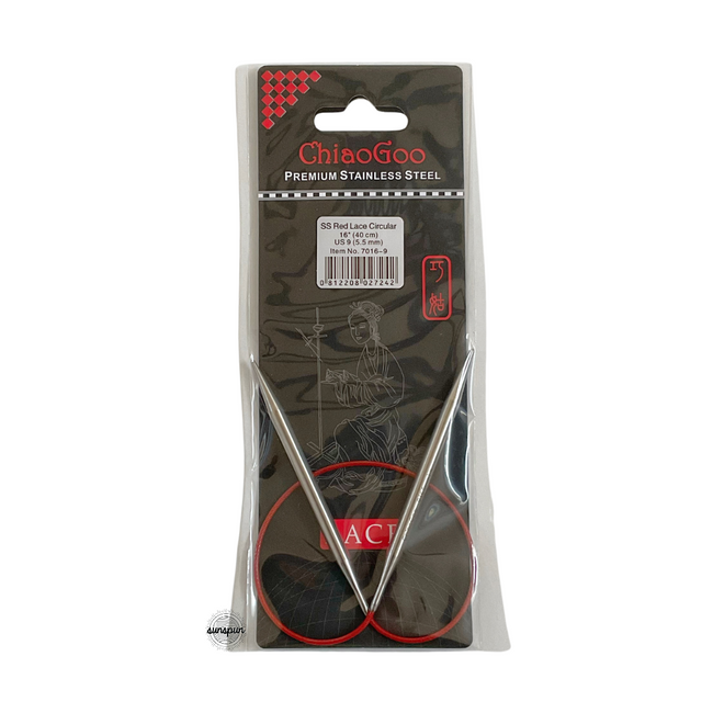 Red Lace Stainless Steel Fixed Circular Needles 40cm to 80cm