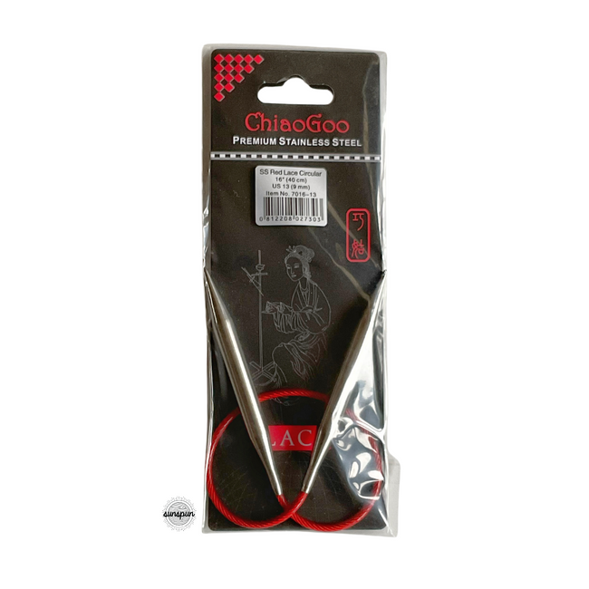 Red Lace Stainless Steel Fixed Circular Needles 40cm to 80cm