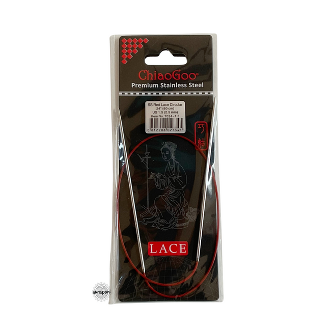 Red Lace Stainless Steel Fixed Circular Needles 40cm to 80cm
