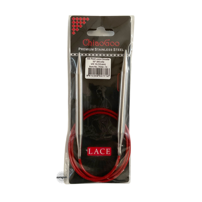 Red Lace Stainless Steel Fixed Circular Needles 40cm to 80cm