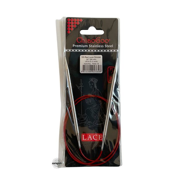 Red Lace Stainless Steel Fixed Circular Needles 40cm to 80cm