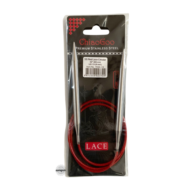 Red Lace Stainless Steel Fixed Circular Needles 40cm to 80cm