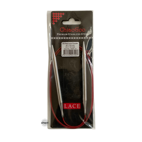 Red Lace Stainless Steel Fixed Circular Needles 100cm to 150cm