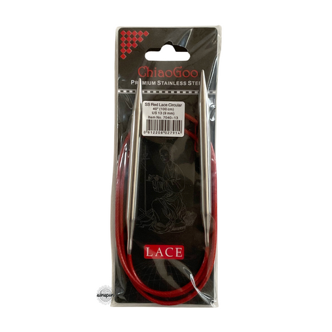 Red Lace Stainless Steel Fixed Circular Needles 100cm to 150cm