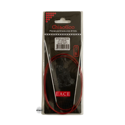 Red Lace Stainless Steel Fixed Circular Needles 100cm to 150cm