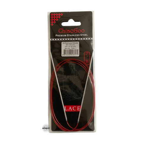 Red Lace Stainless Steel Fixed Circular Needles 100cm to 150cm