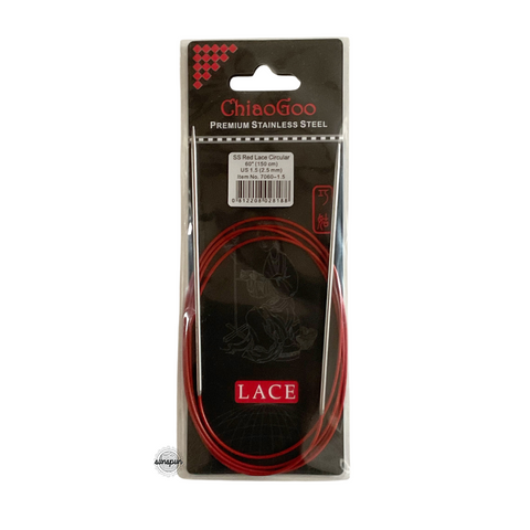 Red Lace Stainless Steel Fixed Circular Needles 100cm to 150cm