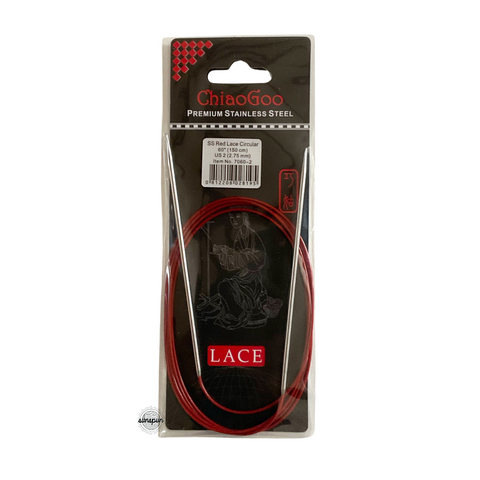Red Lace Stainless Steel Fixed Circular Needles 100cm to 150cm