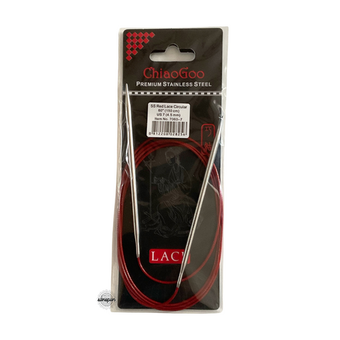 Red Lace Stainless Steel Fixed Circular Needles 100cm to 150cm