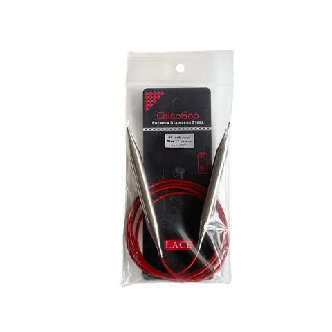 Red Lace Stainless Steel Fixed Circular Needles 100cm to 150cm