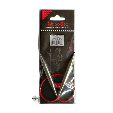 Red Lace Stainless Steel Fixed Circular Needles 40cm to 80cm