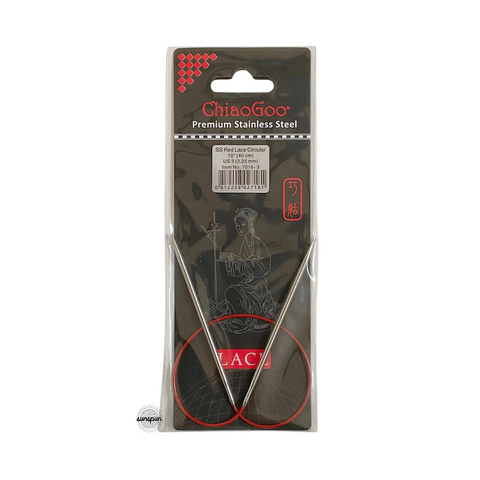 Red Lace Stainless Steel Fixed Circular Needles 40cm to 80cm