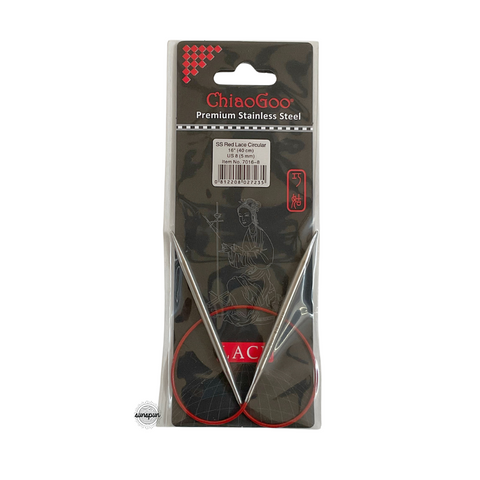 Red Lace Stainless Steel Fixed Circular Needles 40cm to 80cm