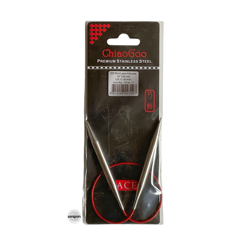 Red Lace Stainless Steel Fixed Circular Needles 40cm to 80cm