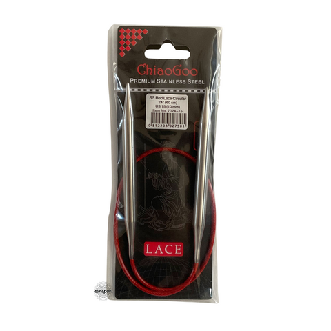 Red Lace Stainless Steel Fixed Circular Needles 40cm to 80cm