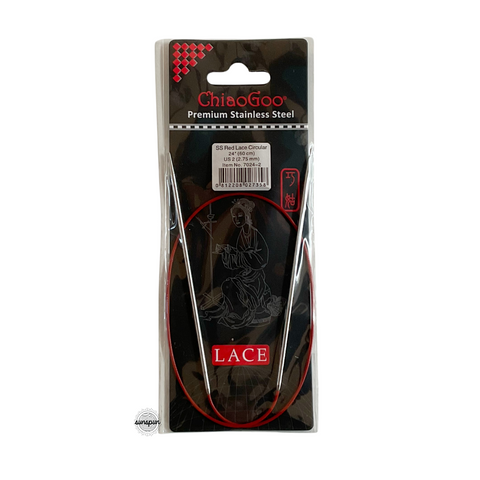 Red Lace Stainless Steel Fixed Circular Needles 40cm to 80cm