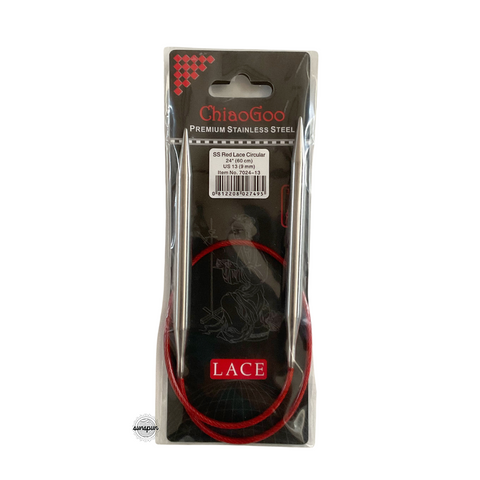 Red Lace Stainless Steel Fixed Circular Needles 40cm to 80cm