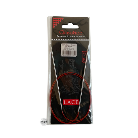 Red Lace Stainless Steel Fixed Circular Needles 40cm to 80cm