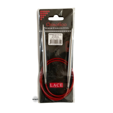 Red Lace Stainless Steel Fixed Circular Needles 40cm to 80cm
