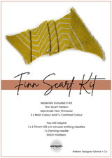 Finn Scarf Kit - Original Design - Curry and Natural Grey