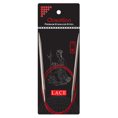 Red Lace Stainless Steel Fixed Circular Needles 100cm to 150cm